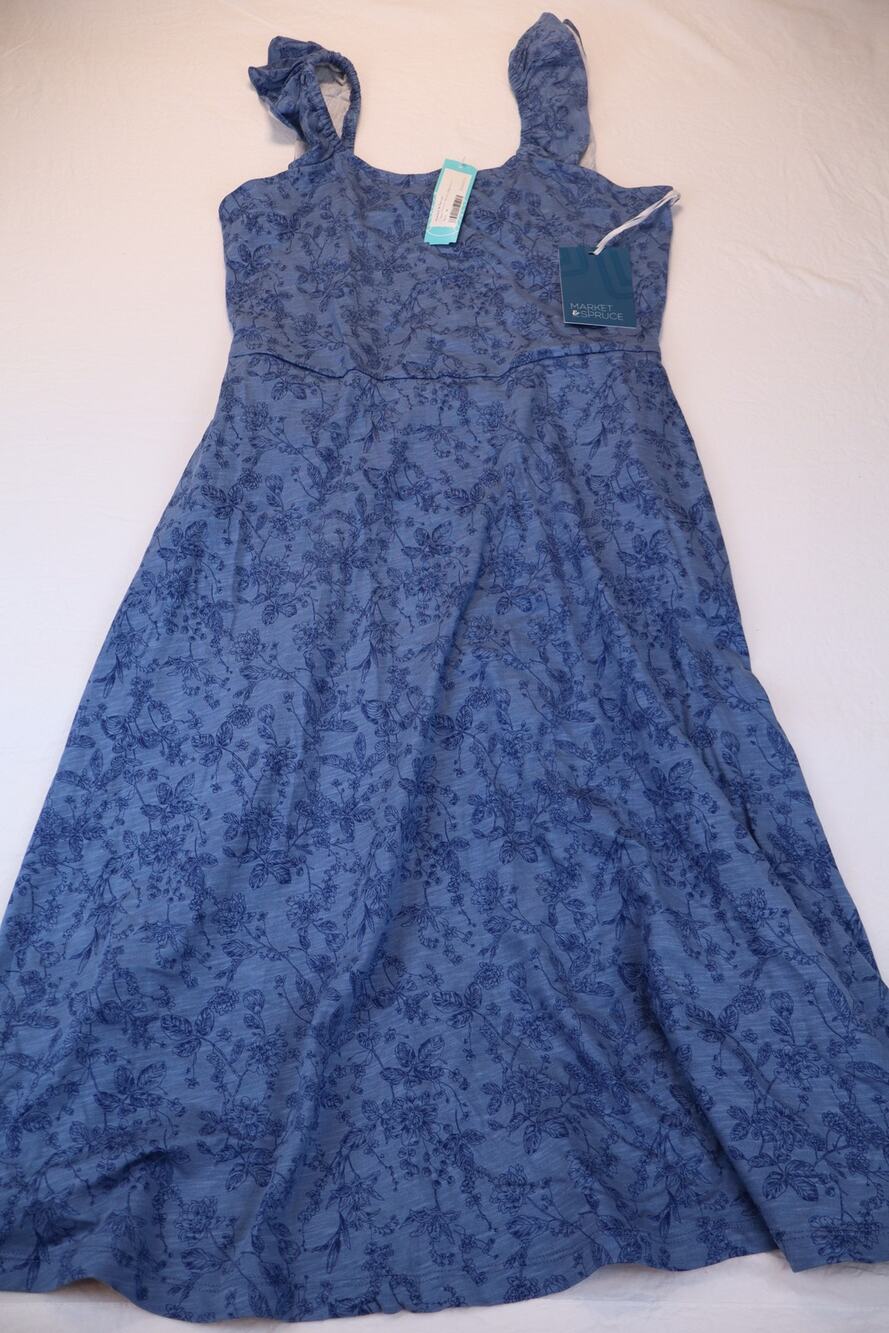 NEW Market & Spruce Floral Dress Women's Blue Maxi A Line Sleeveless Size M